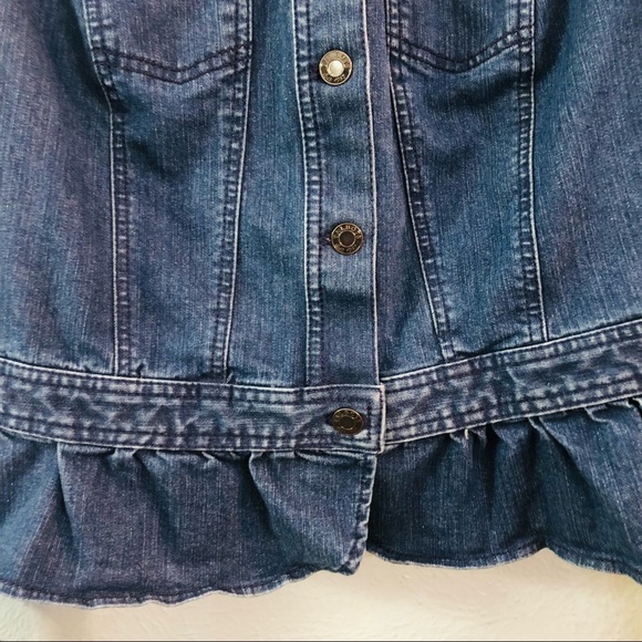 Talbots Blue Jean Jacket with Ruffle Hem - Picture 3 of 10